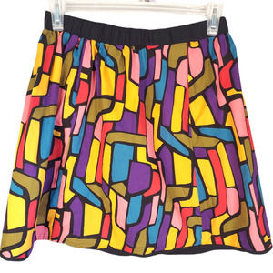 Vintage Women's Colorblocks Stained Glass Design Skirt Size L